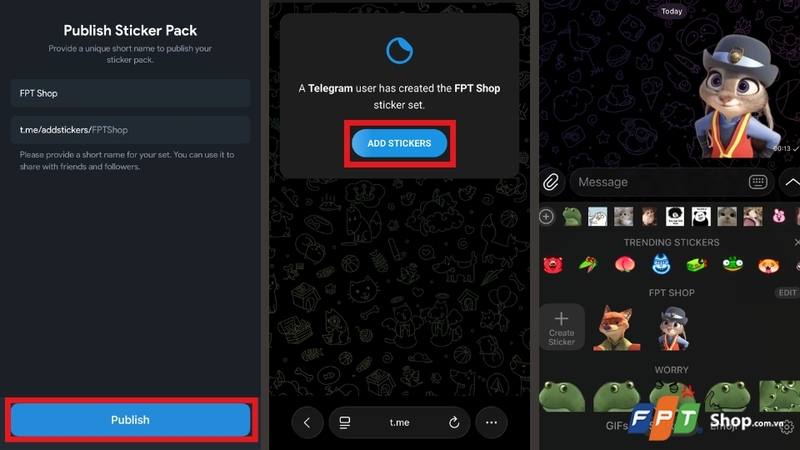 Xuất bản và sử dụng sticker