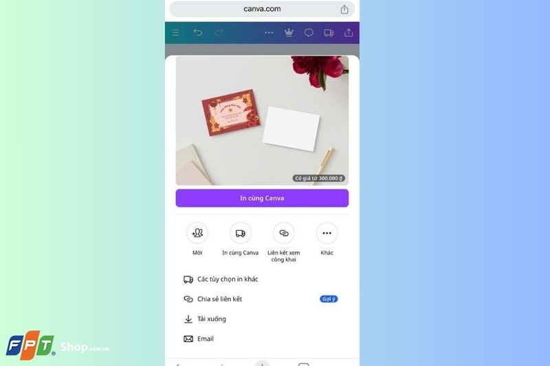 Lưu thông tin về mẫu thiệp vừa thực hiện