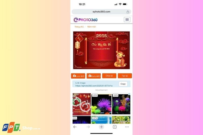 Hoàn thành và nhấn vào nút tải thiệp