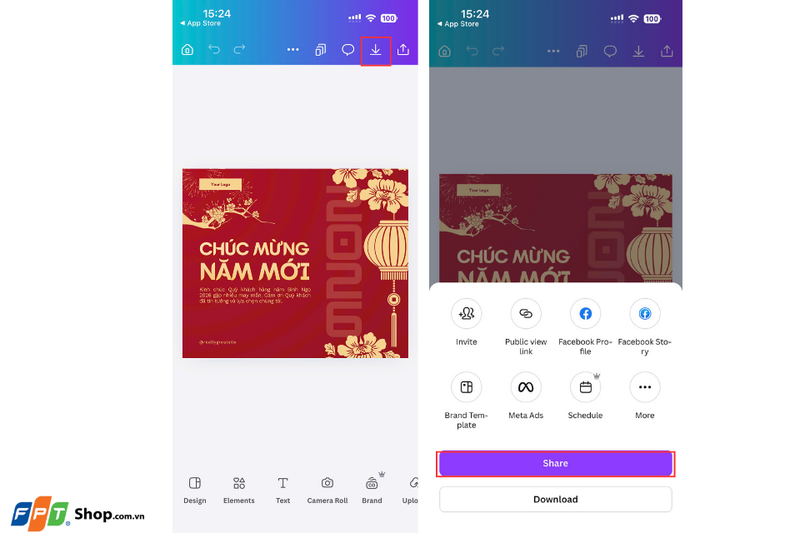Tải thiệp hoặc chia sẻ thiệp chúc Tết