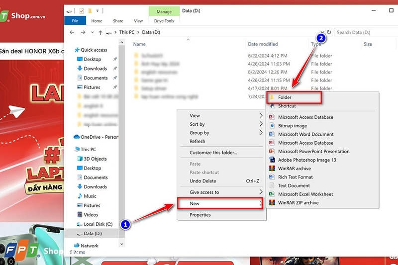Cách tạo thư mục trong ổ đĩa D - Ảnh 04