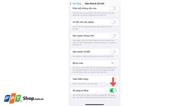 Tắt độ sáng tự động