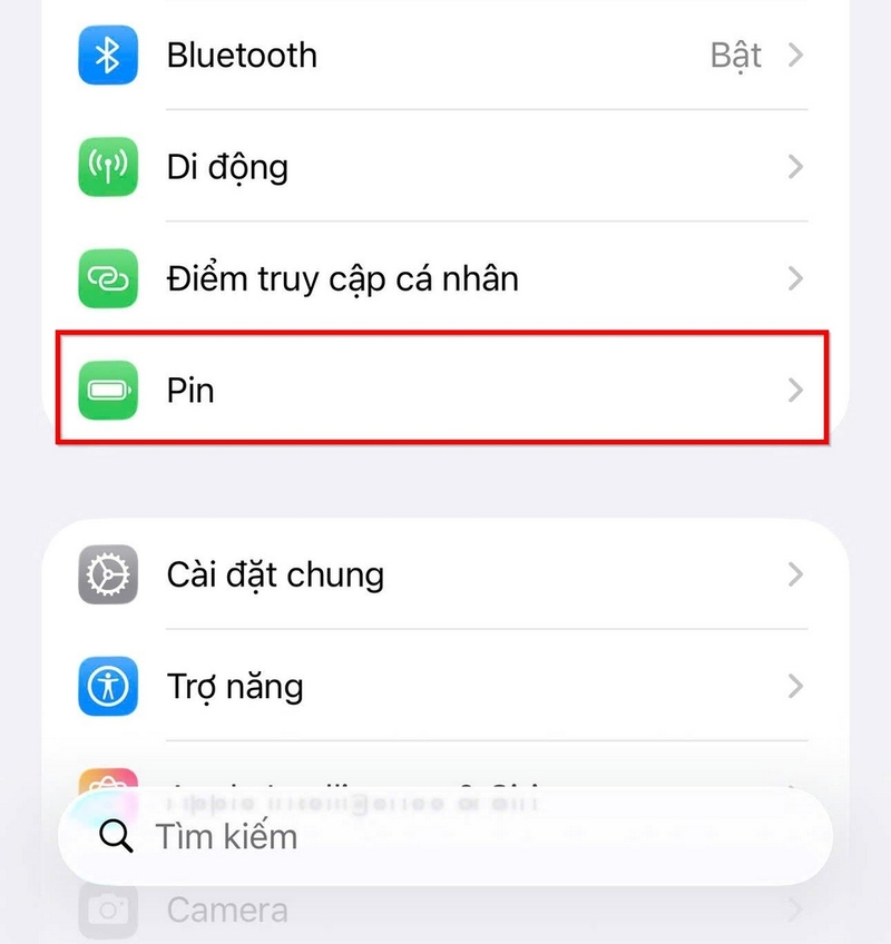 Chọn mục Pin