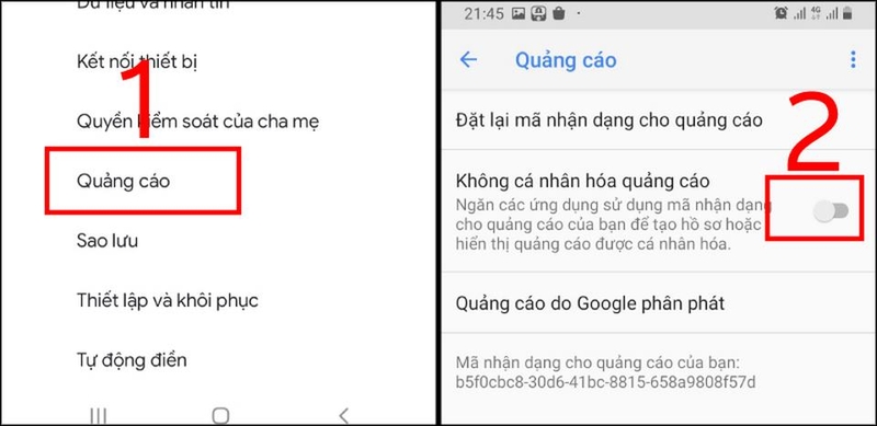 Kích hoạt tính năng chặn cá nhân hóa quảng cáo