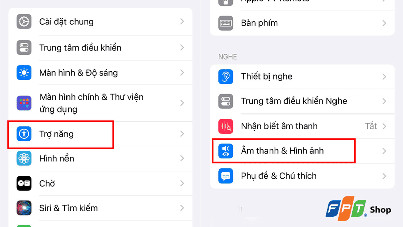 Chọn vào mục Âm thanh & Hình ảnh