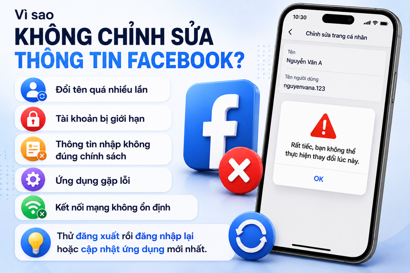 Vì sao không chỉnh sửa được thông tin Facebook?