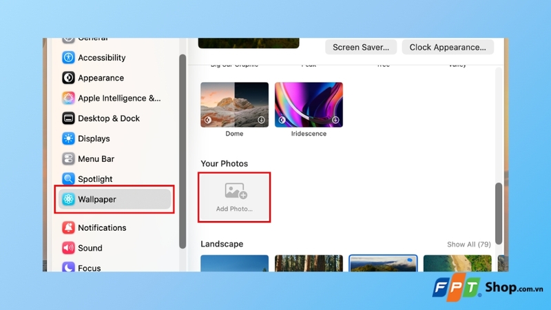 nhấn vào nút Add Photo