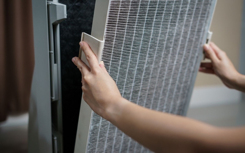 Lấy màng lọc cũ ra và vệ sinh khoang chứa