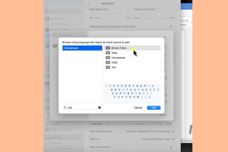 Cách thêm bàn phím tiếng Việt macOS (3)
