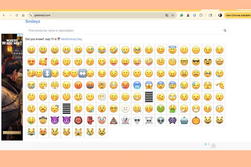 Truy cập website emoji