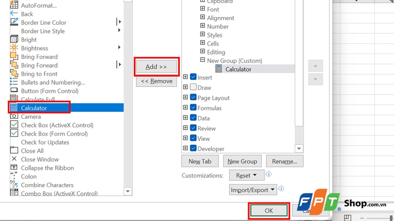 Nhấn Add để thêm biểu tượng máy tính vào danh sách phải