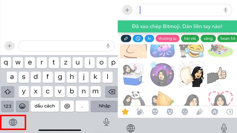 Mở biểu tượng Bitmoji trên bàn phím