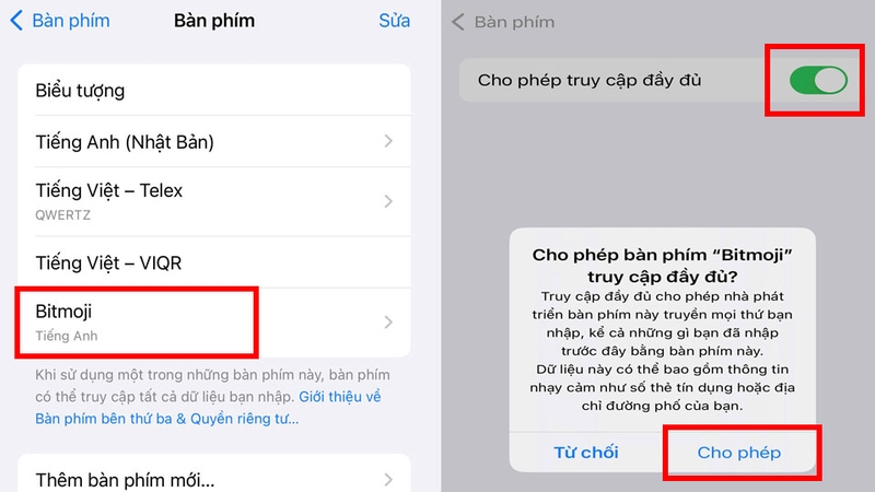 Cho phép truy cập ứng dụng