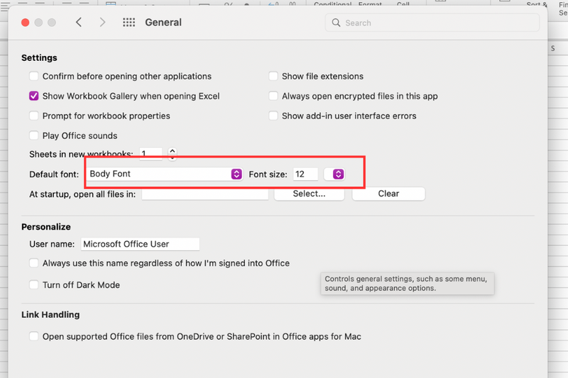 Cách thiết lập font chữ mặc định Excel (6)