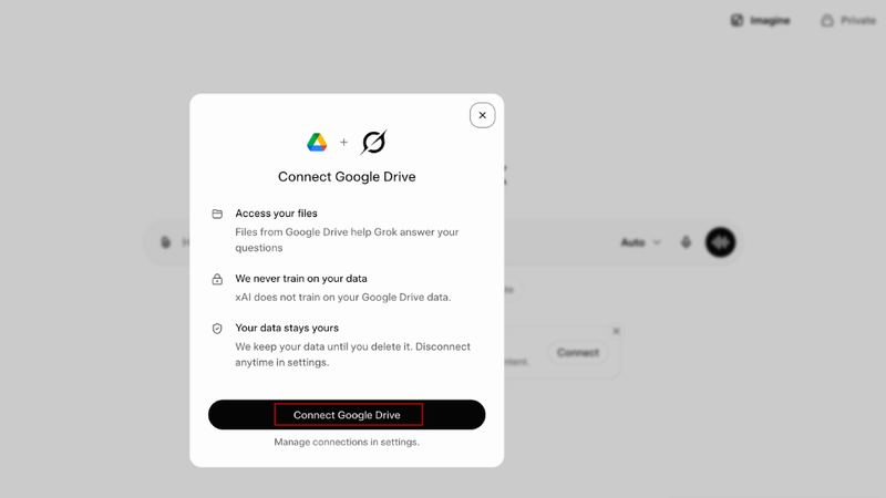 Hướng dẫn chi tiết cách tích hợp Google Drive với Grok Studio bước 3