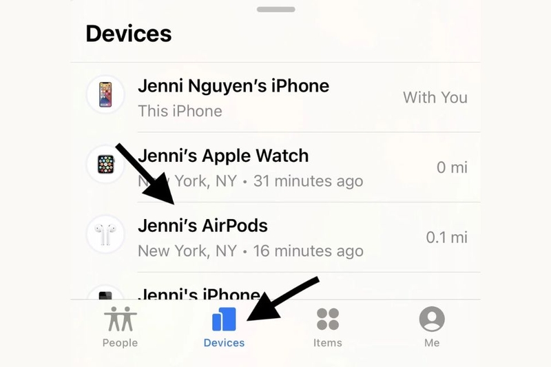 Bước 3: Chọn AirPods từ danh sách thiết bị