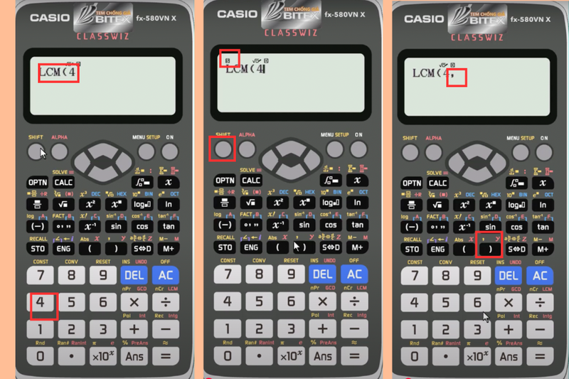 Cách tìm bội chung nhỏ nhất trên máy tính Casio (4)