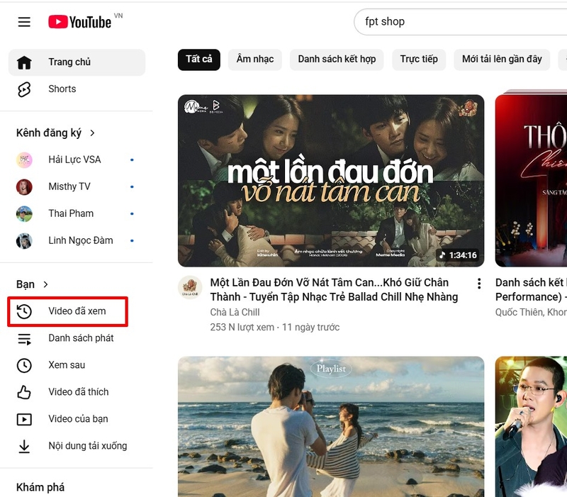 Tìm bằng video đã xem bước 1