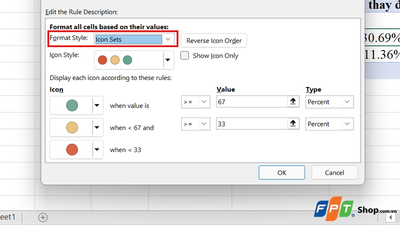 Tại Format Style chọn Icon Sets