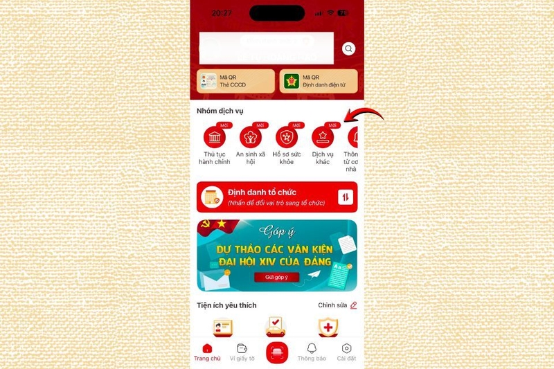 Chọn mục Dịch vụ khác để truy cập các tiện ích mở rộng