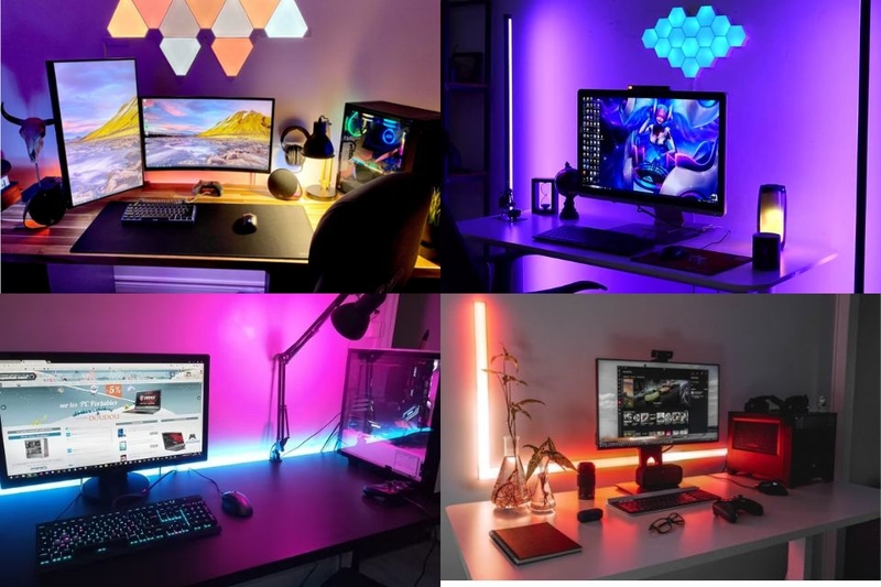 Trang trí bàn làm việc kết hợp đèn LED