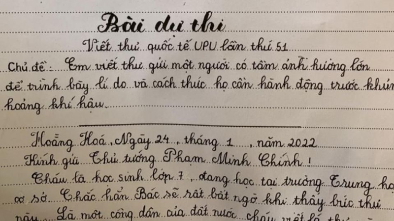 cách trình bày thư UPU 3