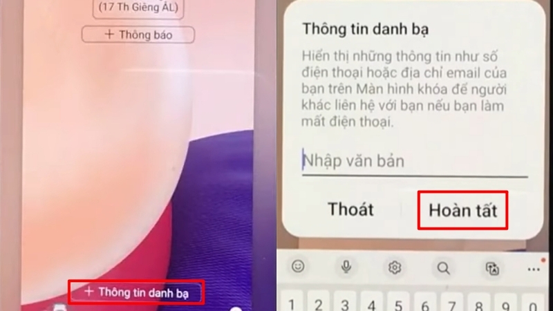 Chọn Thông tin danh bạ => nhập ghi chú hiện lên => Hoàn tất