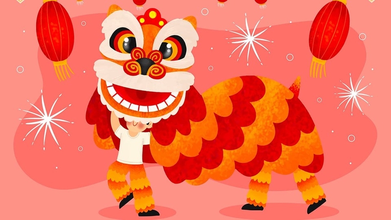 Vẽ thêm các hoạ tiết xung quanh con lân