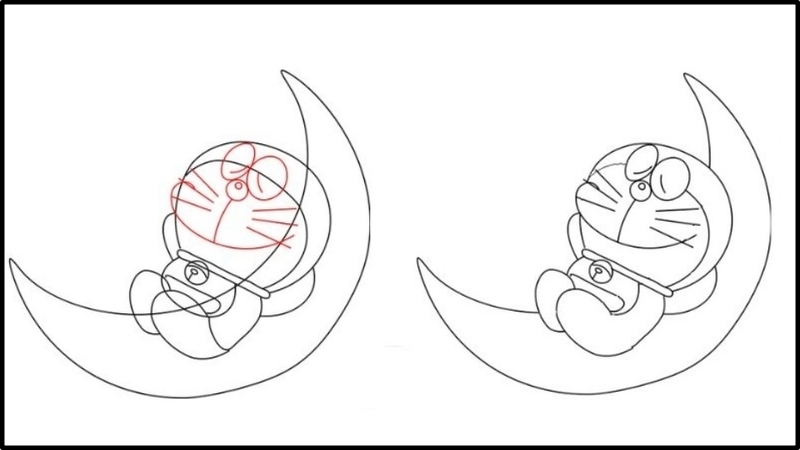 vẽ hoàn thiện các chi tiết cho Doraemon