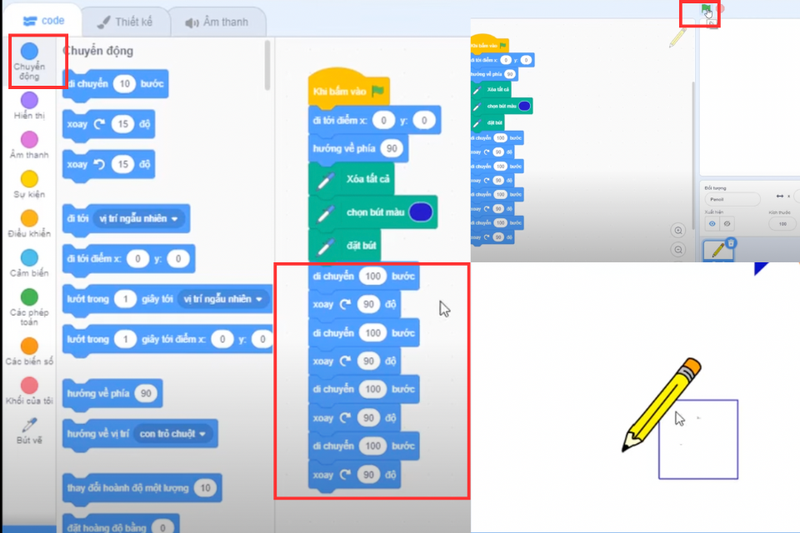 Cách vẽ hình vuông trong Scratch (5)