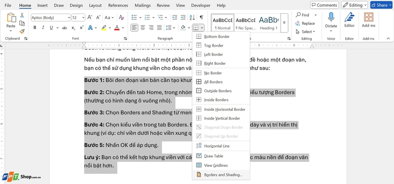 cách vẽ khung trong Word ảnh 6