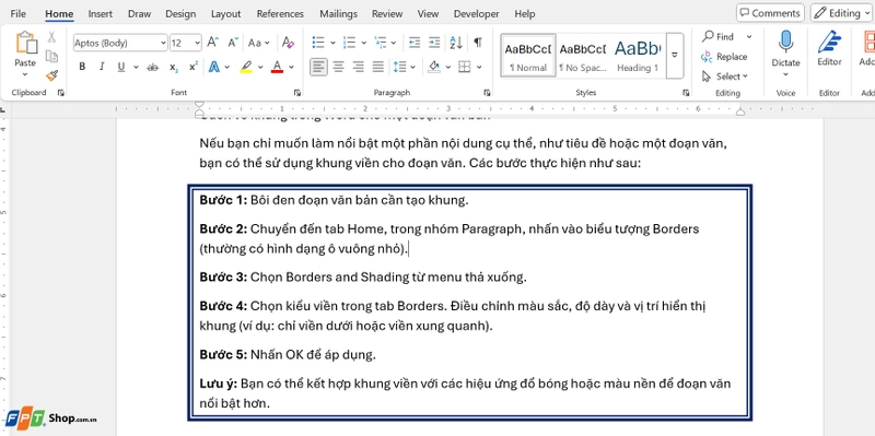 cách vẽ khung trong Word ảnh 8