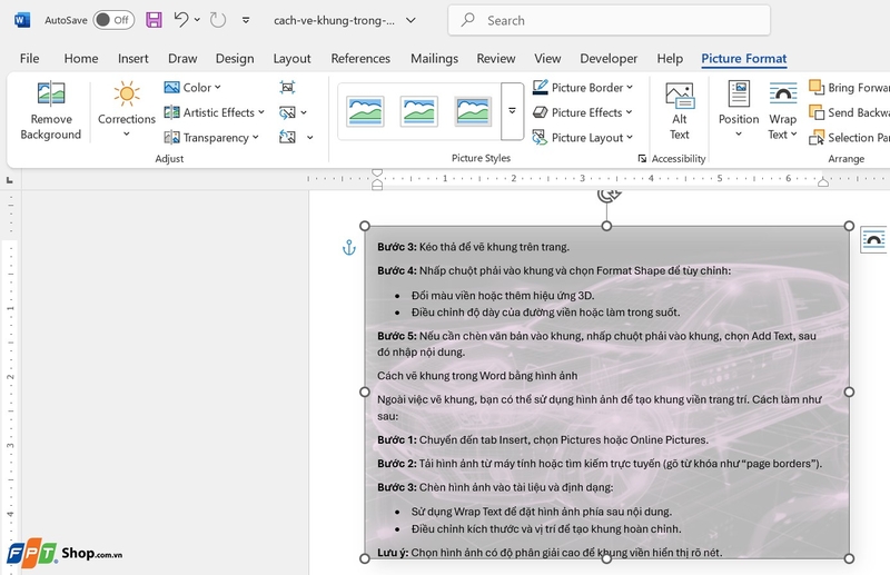 cách vẽ khung trong Word ảnh 17