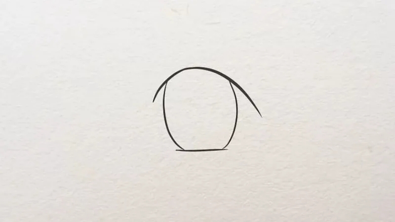 Vẽ một nét cong chữ C phía trên và đường cong nhẹ ở bên dưới để tạo hình hai mí mắt