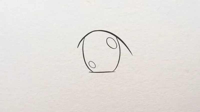 Tạo hình đôi mắt long lanh bằng cách vẽ hai hình oval lệch nhau, một nhỏ và một lớn