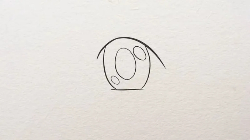 Phác hoạ một đường oval nhỏ hơn bên trong tròng mắt để tạo thành con ngươi