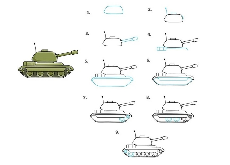cách vẽ xe tăng 1