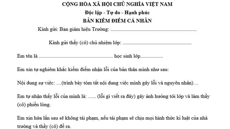 Viết một bản kiểm điểm cấp 1 không hề khó