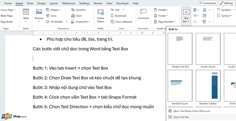 Cách viết chữ dọc trong Word ảnh 2