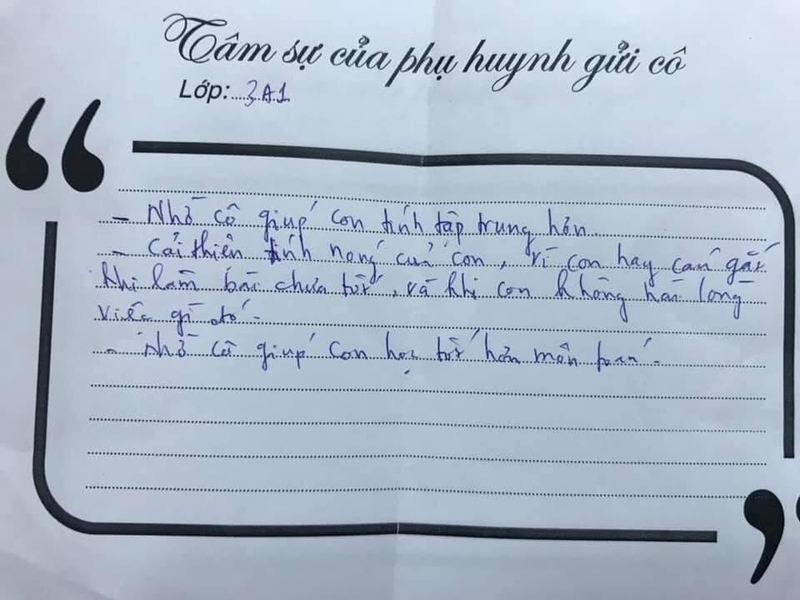 Cách viết ý kiến phụ huynh 5