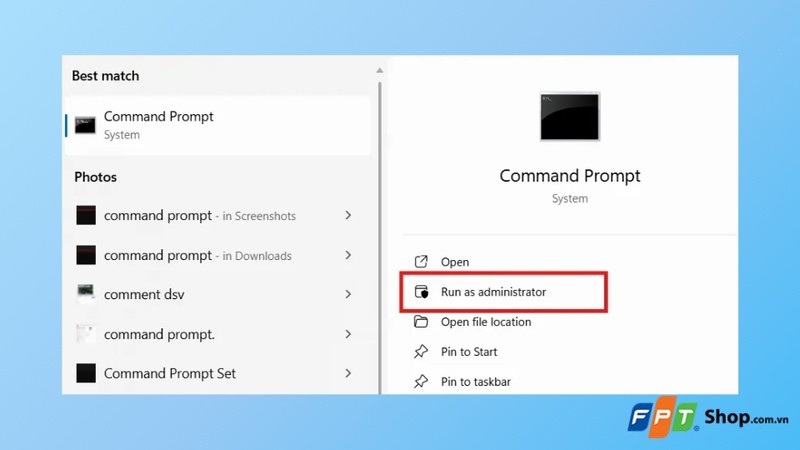 Mở Command Prompt