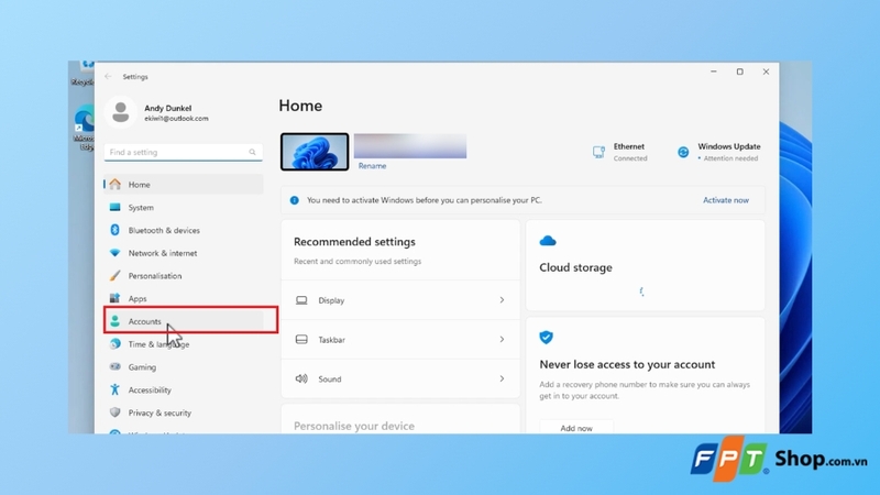 Mở ứng dụng Settings trên Windows