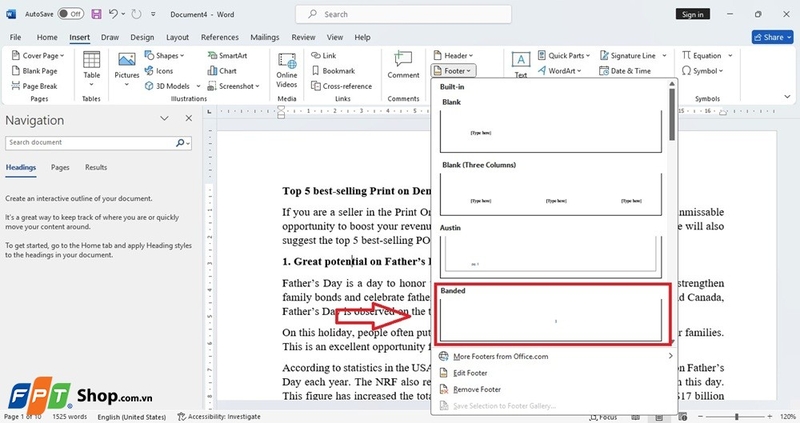 cách vừa đánh số trang vừa tạo footer 3