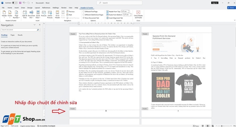 cách vừa đánh số trang vừa tạo footer 5