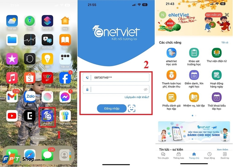 cách xem điểm enetviet 1