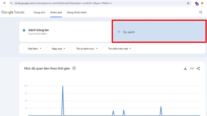 Nhập từ khóa thứ hai vào ô So sánh