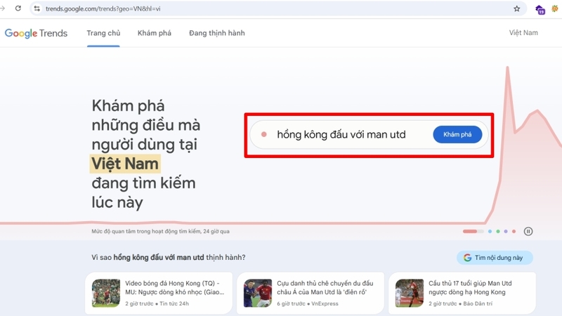 Vào Google Xu Hướng và nhập từ khóa