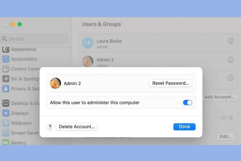 Xác nhận thao tác xóa và nhấn Xóa người dùng (Delete User) để hoàn tất