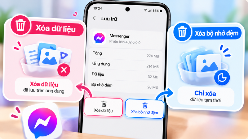 cách xóa bộ nhớ đệm Messenger 3