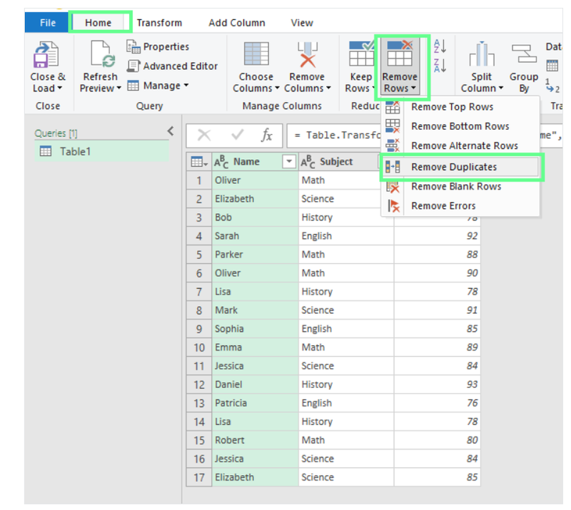 xoa gia tri trung lap excel